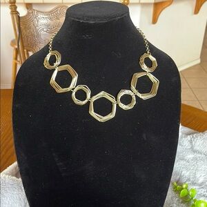 Gold Textured Circular Necklace with Graduated Design